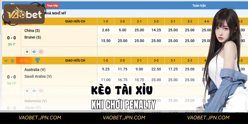 Kèo cược tài xỉu dành cho các quả đá penalty